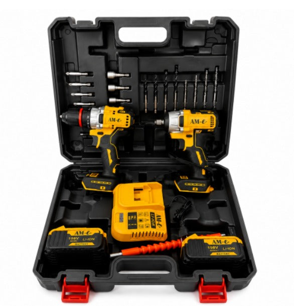 KIT DE TALADRO Y ATORNILLADOR INALAMBRICO 2 BATERIAS DE 198V