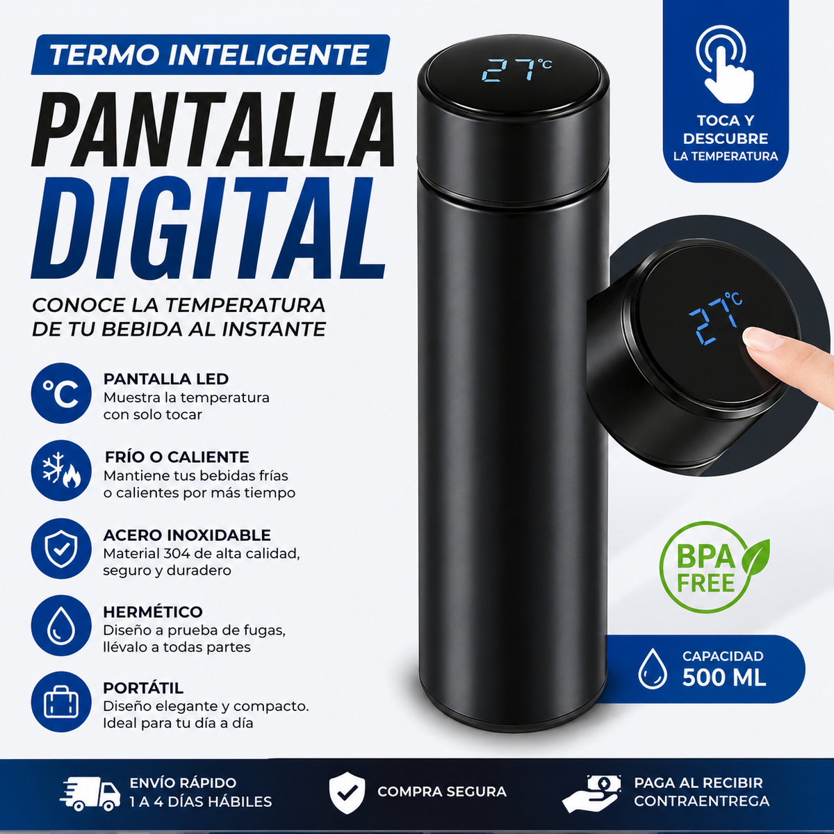 🌡️ Termo Inteligente 500ML con Pantalla Digital