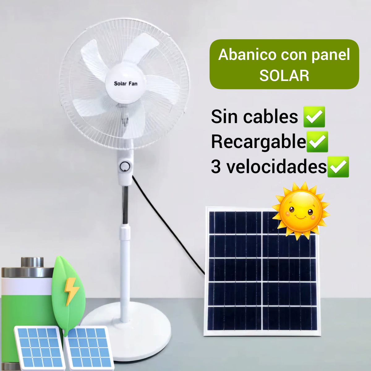 Abanico Solar Recargable SLP-1 de 16