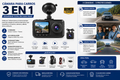 Dash Cam 3 en 1 Full HD 1080P – Cámara Frontal, Interior y Trasera