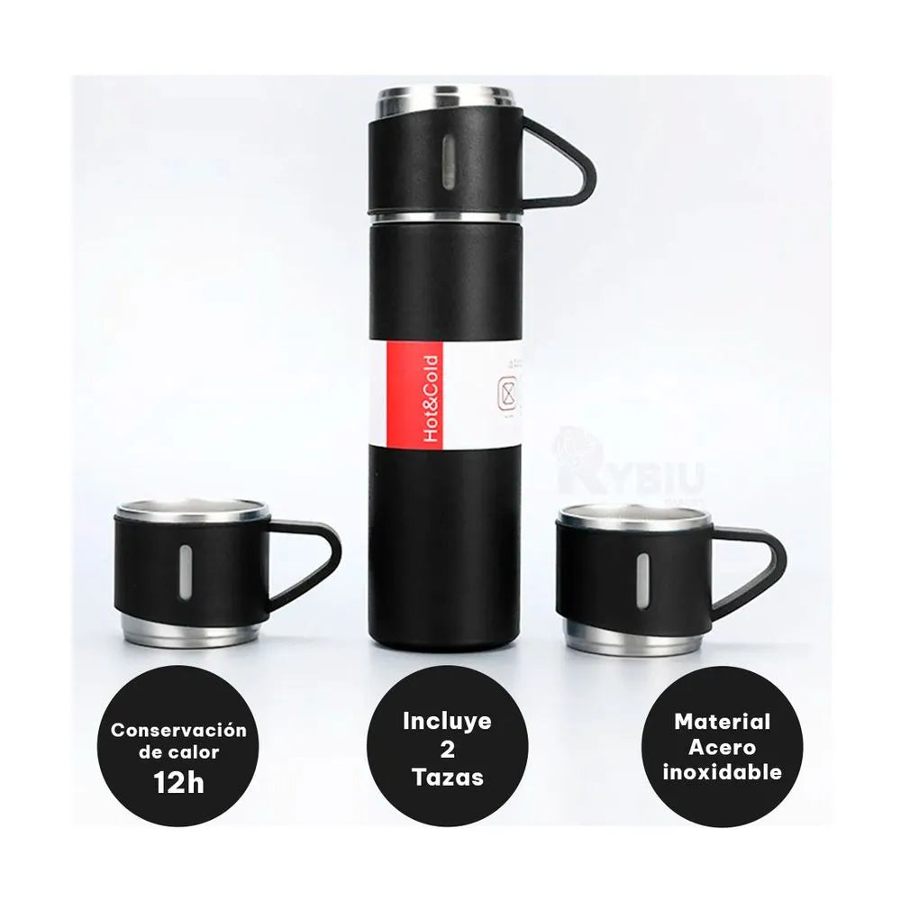 🔥 TERMO TÉRMICO 500 ML + TAZA TÉRMICA 2 EN 1